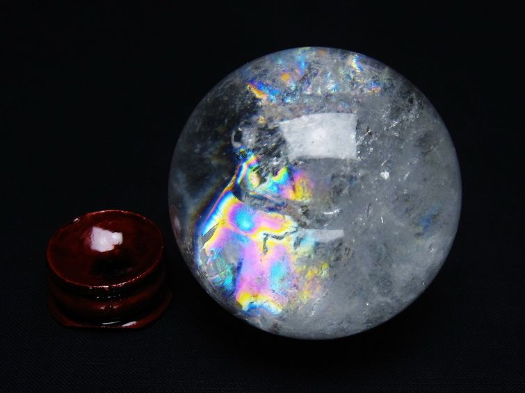 水晶 丸玉 虹入り 53mm スフィア 置物 水晶玉 一点物 151-8778 [sold out]