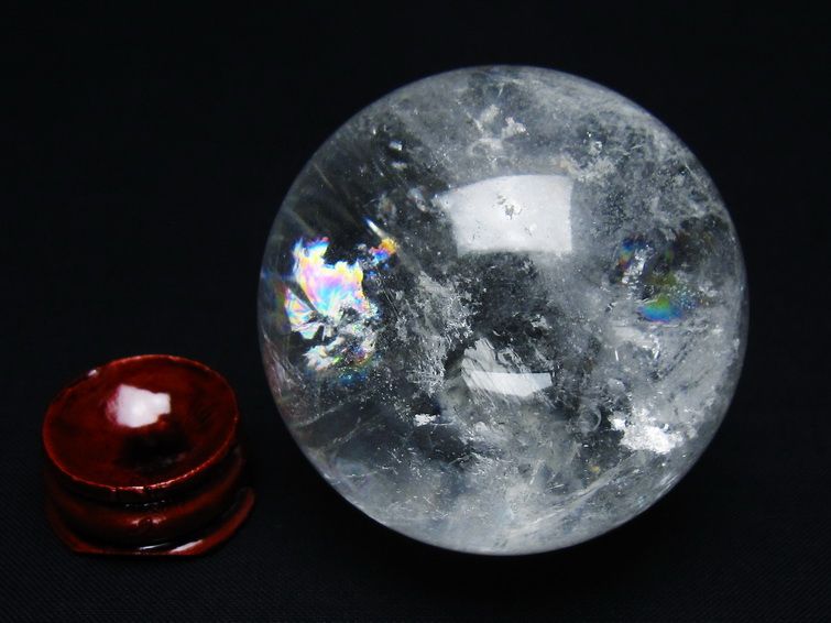 水晶 丸玉 虹入り 53mm スフィア 置物 水晶玉 一点物 151-8779 [sold out]