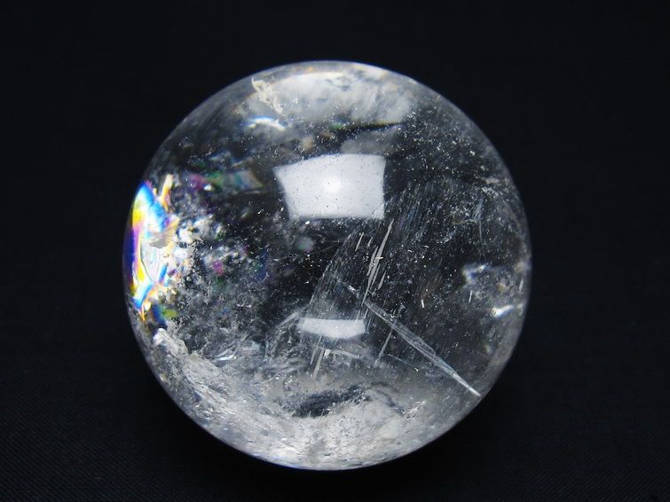 水晶 丸玉 虹入り 53mm スフィア 置物 水晶玉 一点物 151-8781