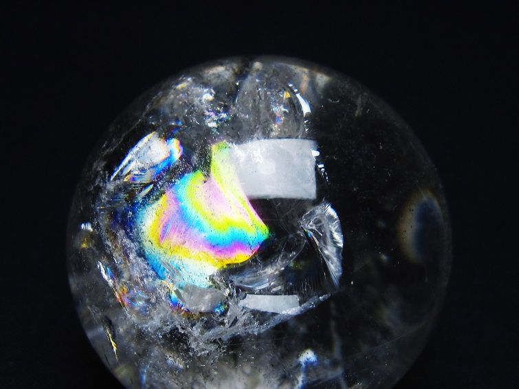 水晶 丸玉 虹入り 53mm スフィア 置物 水晶玉 一点物 151-8782