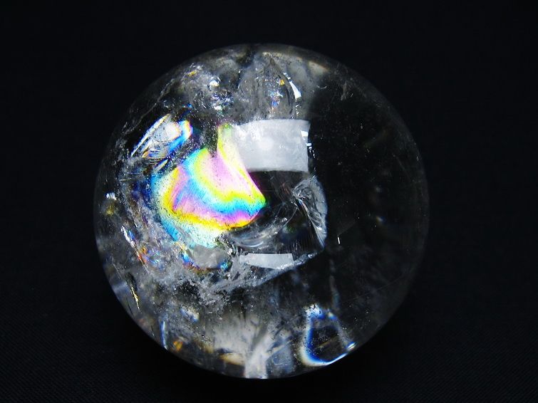 水晶 丸玉 虹入り 53mm スフィア 置物 水晶玉 一点物 151-8782