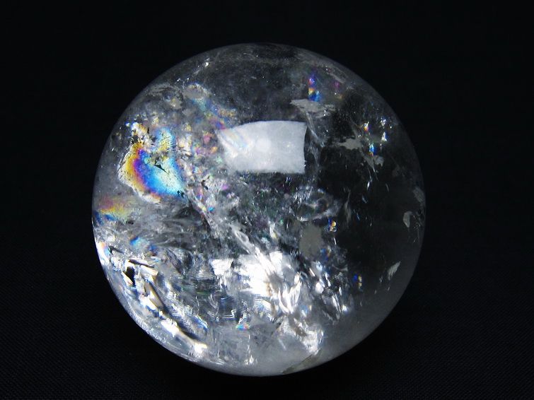 水晶 丸玉 虹入り 55mm スフィア 置物 水晶玉 一点物 151-8784