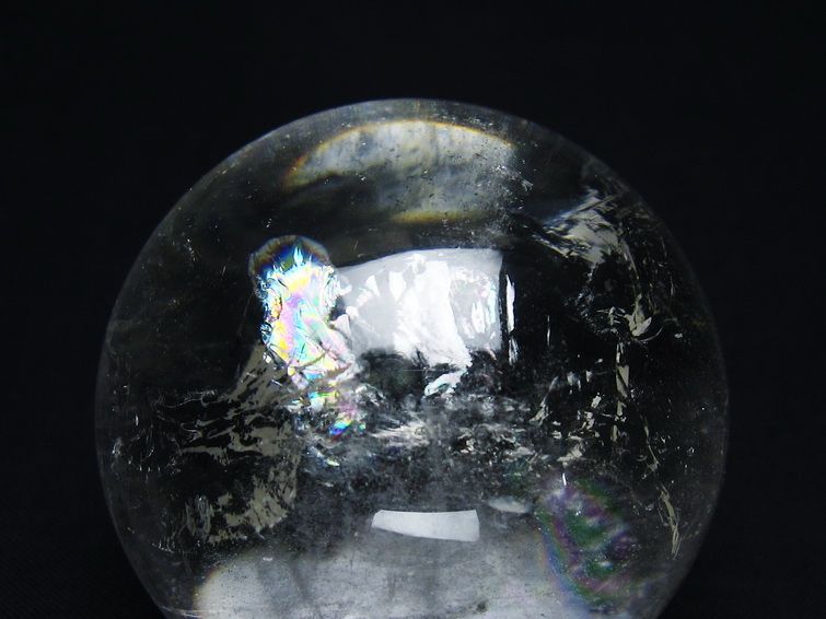 水晶 丸玉 虹入り 56mm スフィア 置物 水晶玉 一点物 151-8785