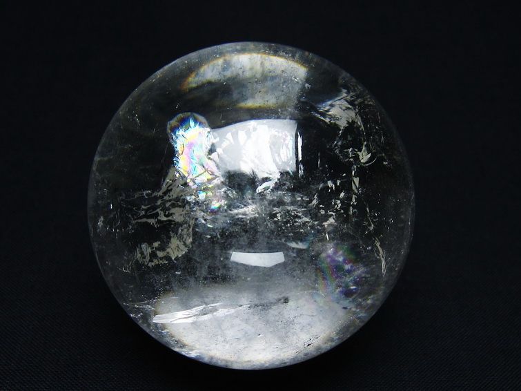水晶 丸玉 虹入り 56mm スフィア 置物 水晶玉 一点物 151-8785