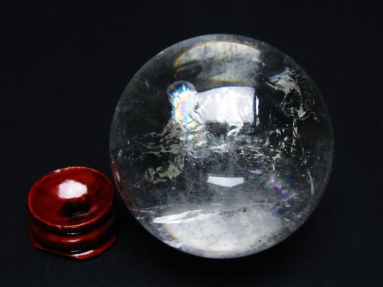 水晶 丸玉 虹入り 56mm スフィア 置物 水晶玉 一点物 151-8785