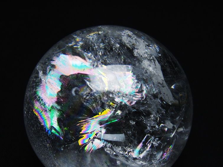 水晶 丸玉 虹入り 56mm スフィア 置物 水晶玉 一点物 151-8786