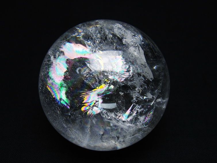 水晶 丸玉 虹入り 56mm スフィア 置物 水晶玉 一点物 151-8786