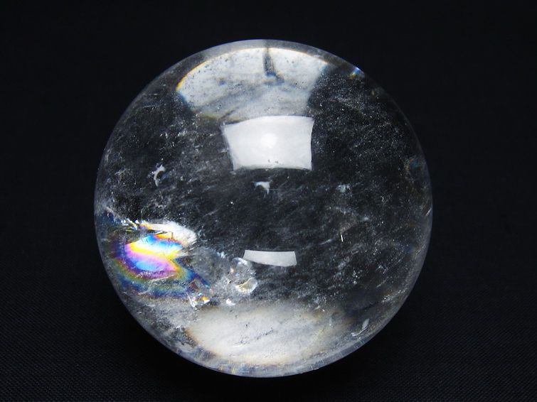 水晶 丸玉 虹入り 56mm スフィア 置物 水晶玉 一点物 151-8788
