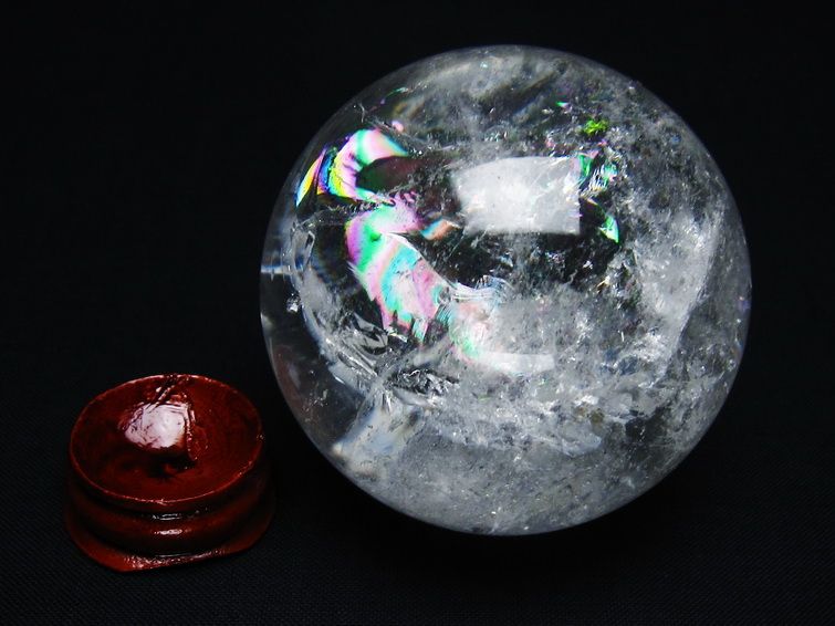 水晶 丸玉 虹入り 56mm スフィア 置物 水晶玉 一点物 151-8789