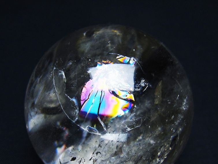 水晶 丸玉 虹入り 57mm スフィア 置物 水晶玉 一点物 151-8793