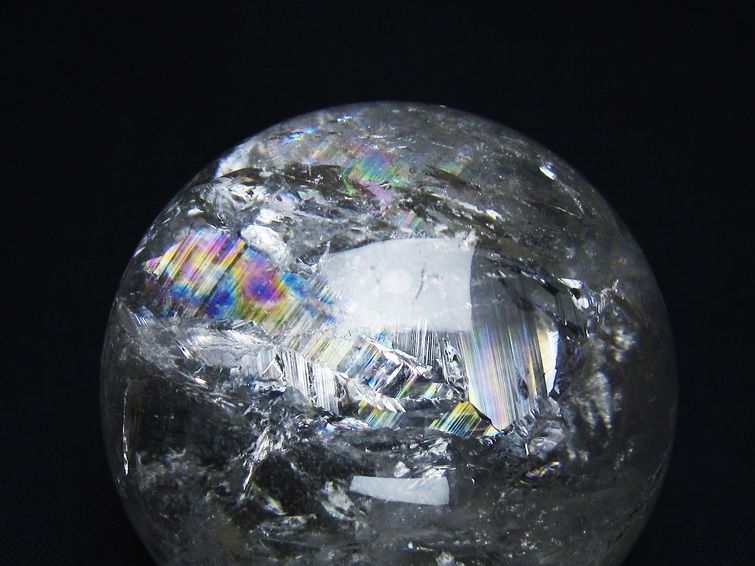 水晶 丸玉 虹入り 56mm スフィア 置物 水晶玉 一点物 151-8794
