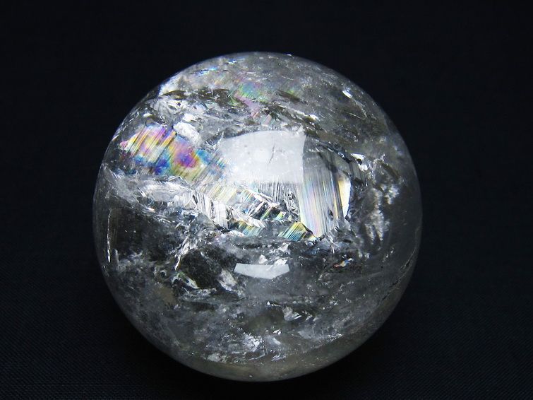 水晶 丸玉 虹入り 56mm スフィア 置物 水晶玉 一点物 151-8794
