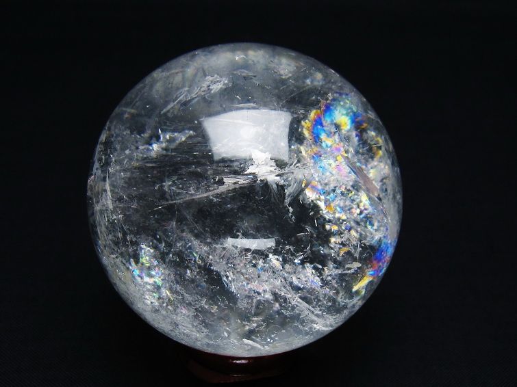 水晶 丸玉 虹入り 58mm スフィア 置物 水晶玉 一点物 151-8797