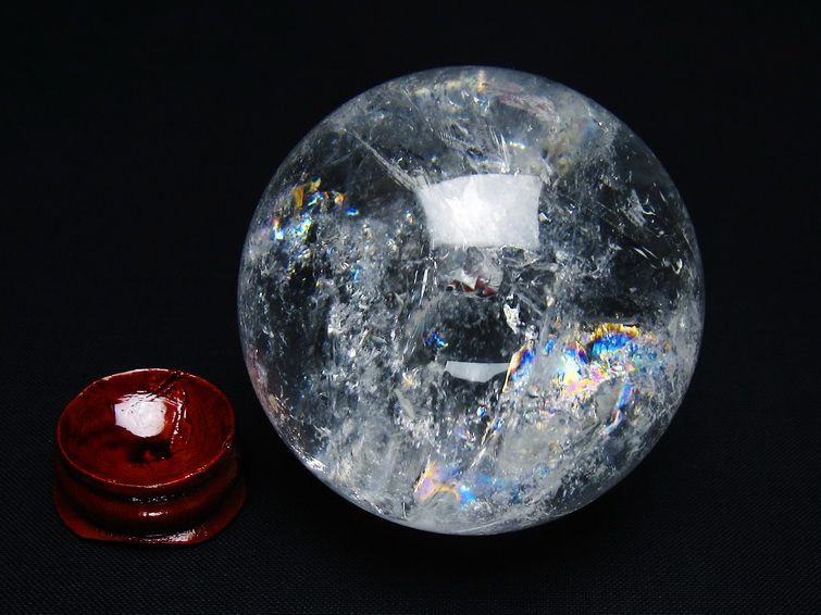 水晶 丸玉 虹入り 58mm スフィア 置物 水晶玉 一点物 151-8797
