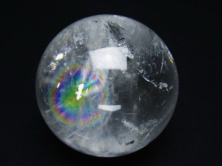水晶 丸玉 虹入り 59mm スフィア 置物 水晶玉 一点物 151-8799