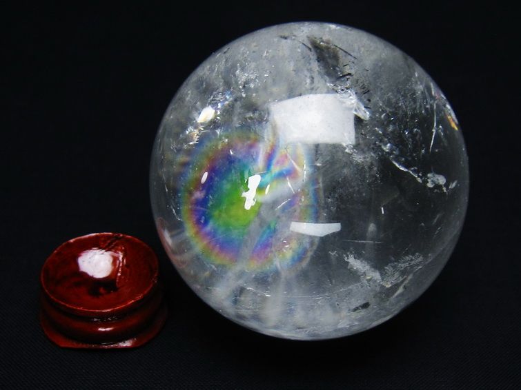 水晶 丸玉 虹入り 59mm スフィア 置物 水晶玉 一点物 151-8799