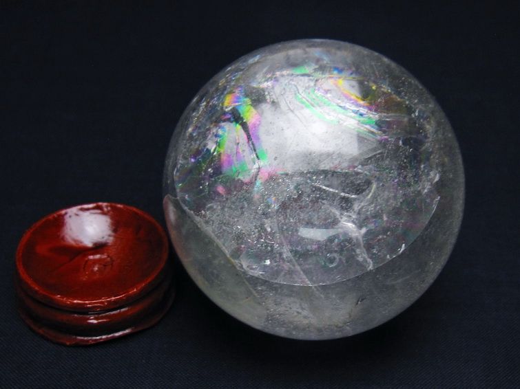 水晶 丸玉 虹入り 60mm スフィア 置物 水晶玉 一点物 151-8800