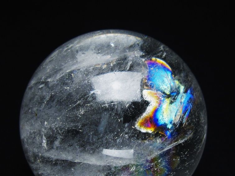水晶 丸玉 虹入り 60mm スフィア 置物 水晶玉 一点物 151-8801
