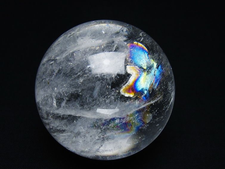 水晶 丸玉 虹入り 60mm スフィア 置物 水晶玉 一点物 151-8801