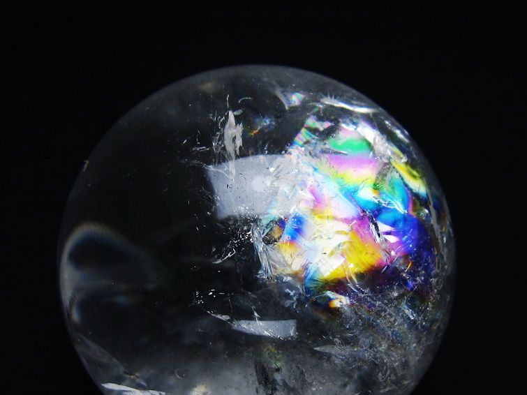 水晶 丸玉 虹入り 62mm スフィア 置物 水晶玉 一点物 151-8802