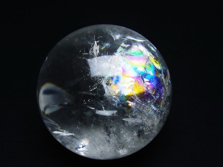 水晶 丸玉 虹入り 62mm スフィア 置物 水晶玉 一点物 151-8802