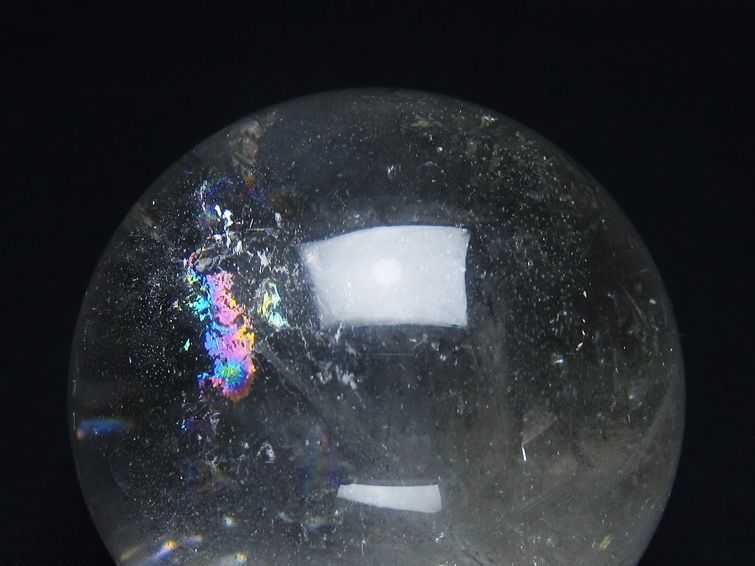水晶 丸玉 虹入り 64mm スフィア 置物 水晶玉 一点物 151-8804