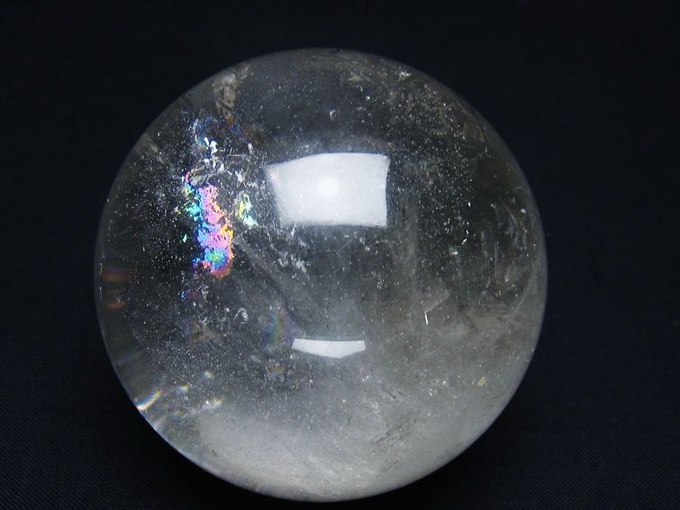 水晶 丸玉 虹入り 64mm スフィア 置物 水晶玉 一点物 151-8804