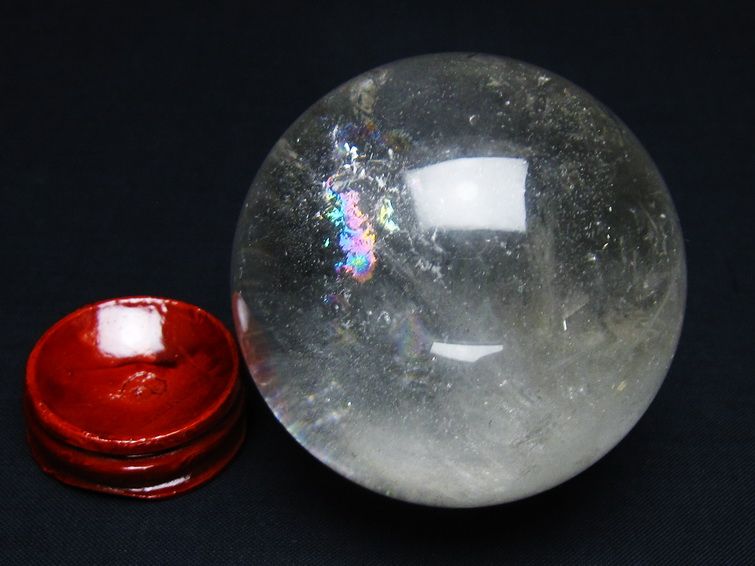 水晶 丸玉 虹入り 64mm スフィア 置物 水晶玉 一点物 151-8804