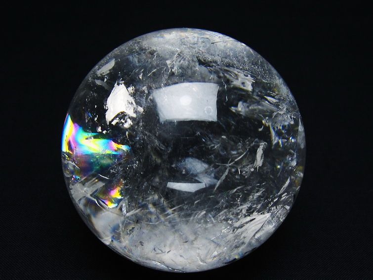 水晶 丸玉 虹入り 66mm スフィア 置物 水晶玉 一点物 151-8805 【sold out】