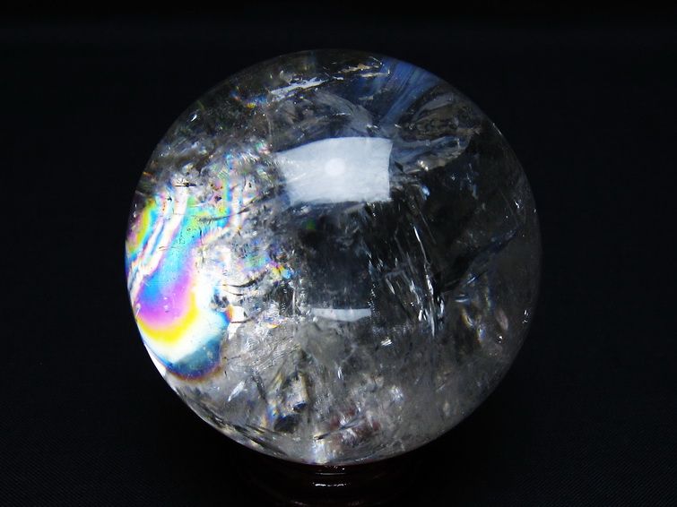 水晶 丸玉 虹入り 64mm スフィア 置物 水晶玉 一点物 151-8806