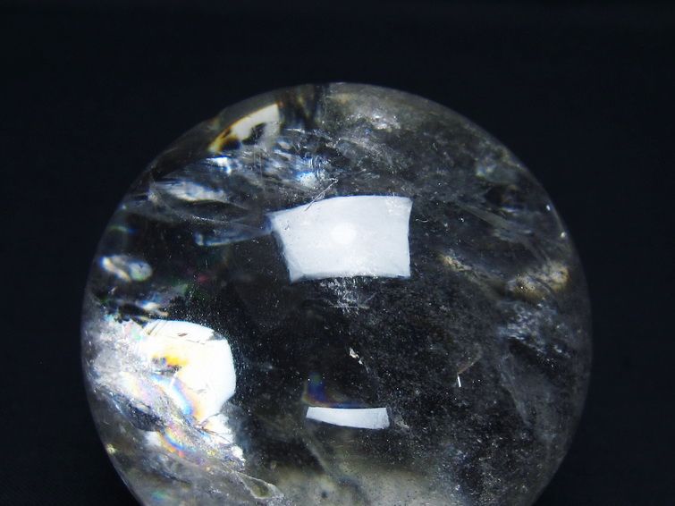 水晶 丸玉 虹入り 64mm スフィア 置物 水晶玉 一点物 151-8807