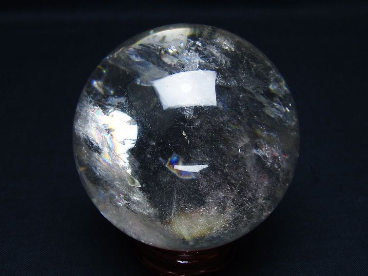 水晶 丸玉 虹入り 64mm スフィア 置物 水晶玉 一点物 151-8807