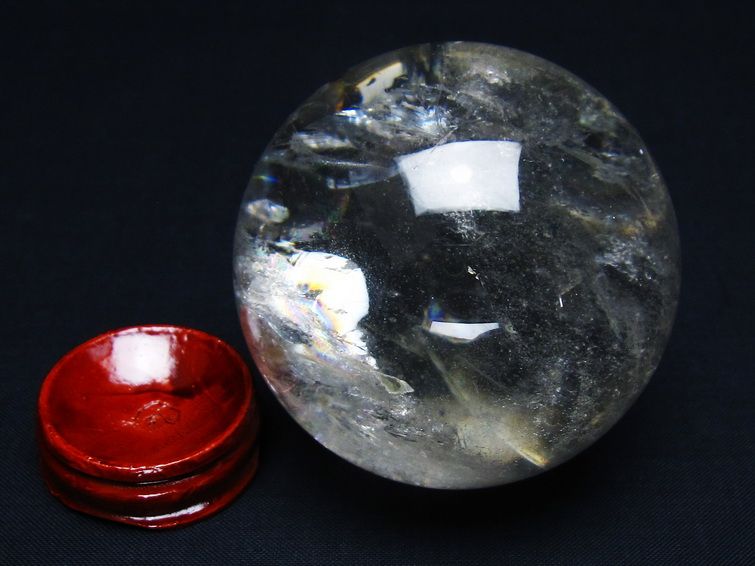 水晶 丸玉 虹入り 64mm スフィア 置物 水晶玉 一点物 151-8807