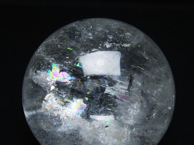 水晶 丸玉 虹入り 71mm スフィア 置物 水晶玉 一点物 151-8808