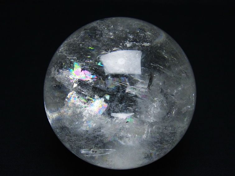 水晶 丸玉 虹入り 71mm スフィア 置物 水晶玉 一点物 151-8808