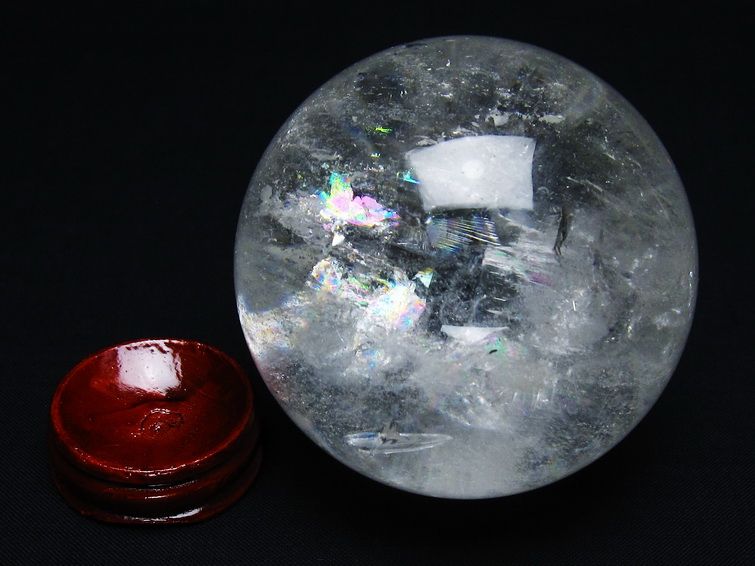 水晶 丸玉 虹入り 71mm スフィア 置物 水晶玉 一点物 151-8808