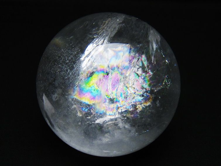 水晶 丸玉 虹入り 74mm スフィア 置物 水晶玉 一点物 151-8809