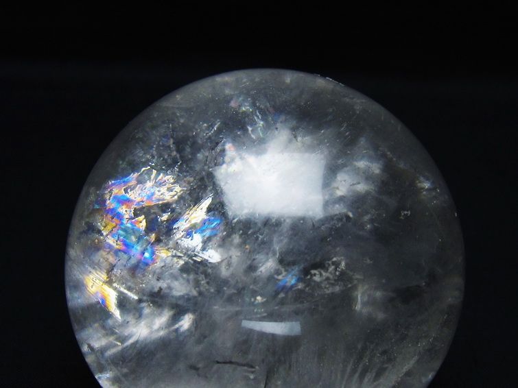水晶 丸玉 虹入り 76mm スフィア 置物 水晶玉 一点物 151-8810