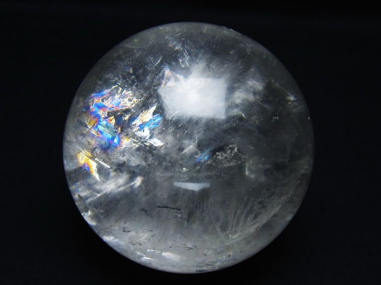 水晶 丸玉 虹入り 76mm スフィア 置物 水晶玉 一点物 151-8810