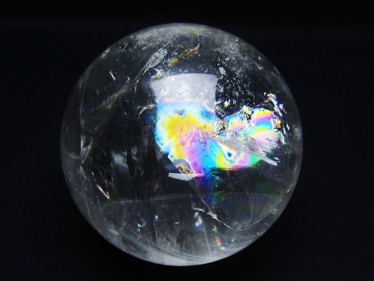 水晶 丸玉 虹入り 76mm スフィア 置物 水晶玉 一点物 151-8811 【sold out】