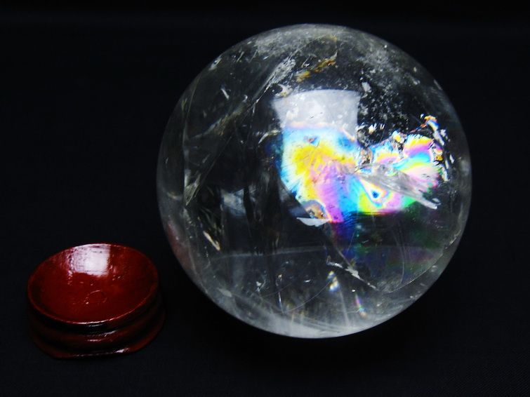 水晶 丸玉 虹入り 76mm スフィア 置物 水晶玉 一点物 151-8811 【sold out】