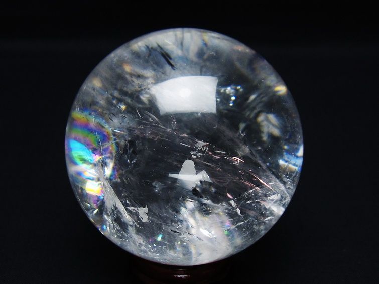 水晶 丸玉 虹入り 70mm スフィア 置物 水晶玉 一点物 151-8812