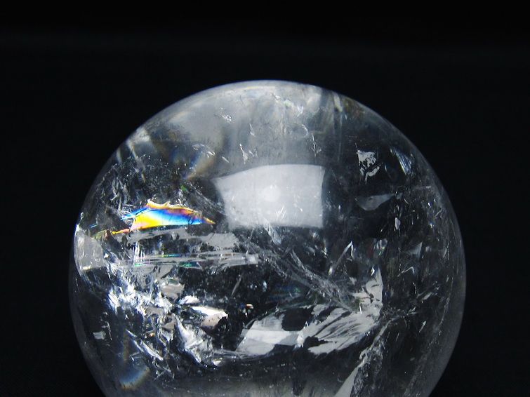 水晶 丸玉 虹入り 70mm スフィア 置物 水晶玉 一点物 151-8812