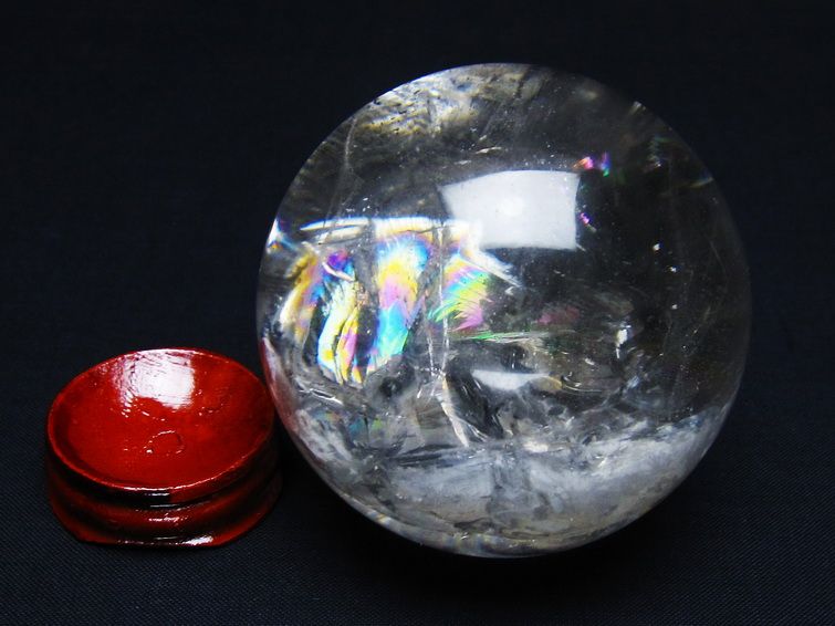 水晶 丸玉 虹入り 67mm スフィア 置物 水晶玉 一点物 151-8814 【sold out】