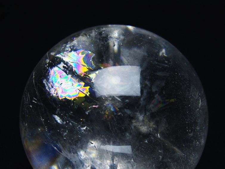 水晶 丸玉 虹入り 65mm スフィア 置物 水晶玉 一点物 151-8815
