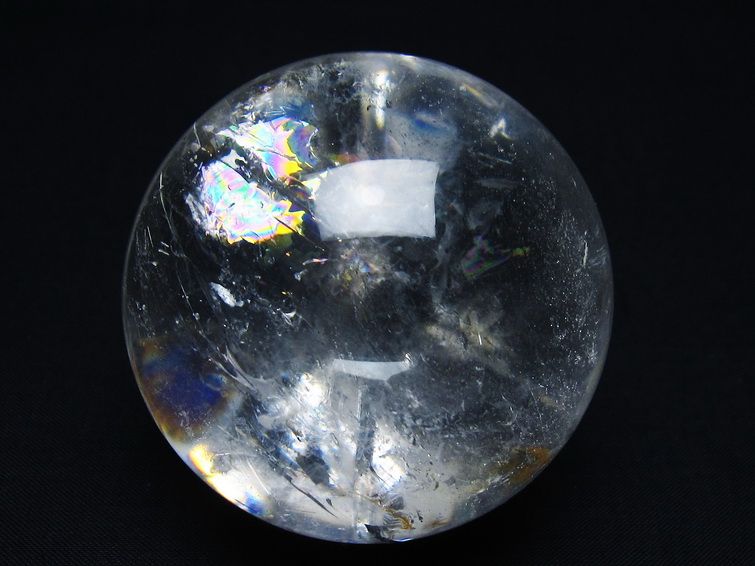 水晶 丸玉 虹入り 65mm スフィア 置物 水晶玉 一点物 151-8815