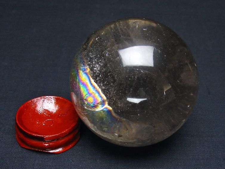 水晶 丸玉 虹入り 65mm スフィア 置物 水晶玉 一点物 151-8817