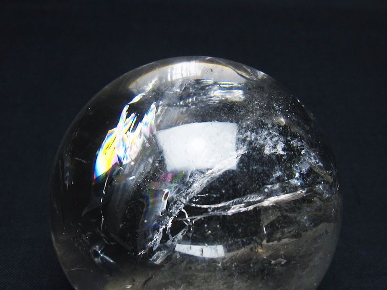 水晶 丸玉 虹入り 64mm スフィア 置物 水晶玉 一点物 151-8818
