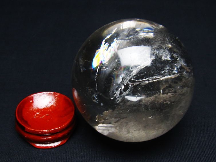 水晶 丸玉 虹入り 64mm スフィア 置物 水晶玉 一点物 151-8818
