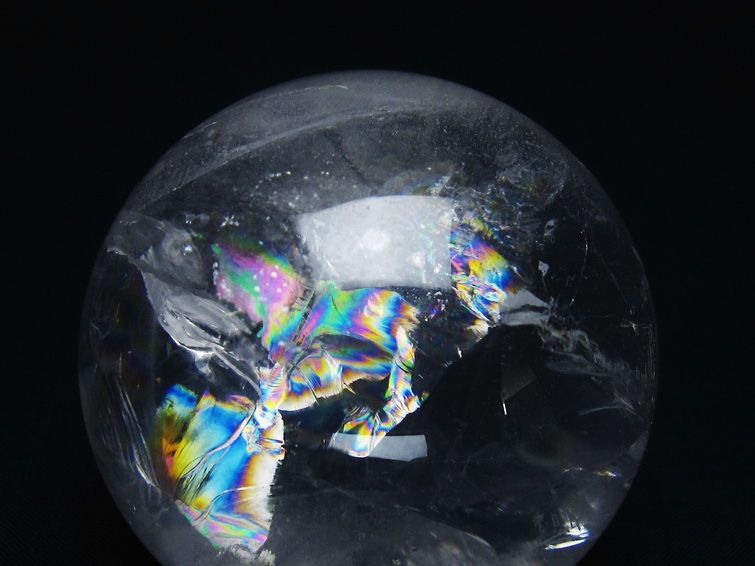 水晶 丸玉 虹入り 63mm スフィア 置物 水晶玉 一点物 151-8820